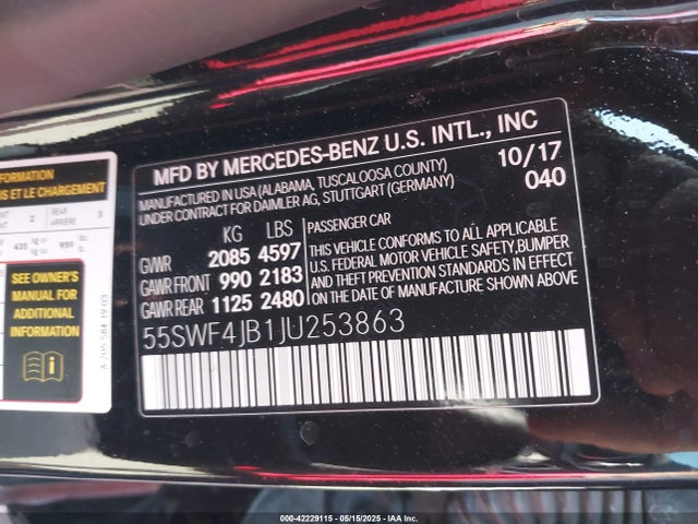 55SWF4JB1JU253863 Mercedes-Benz m274
