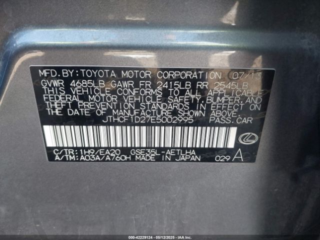 JTHCF1D27E5002995 Lexus IS 250