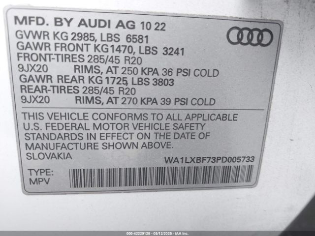 WA1LXBF73PD005733 Audi 55 tfsi