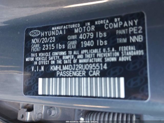 KMHLM4DJ2RU095514 Hyundai gdi kappa