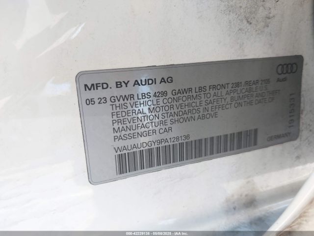 WAUAUDGY9PA128136 Audi A3 Premium 40 Tfsi Front-wheel Drive S Tronic