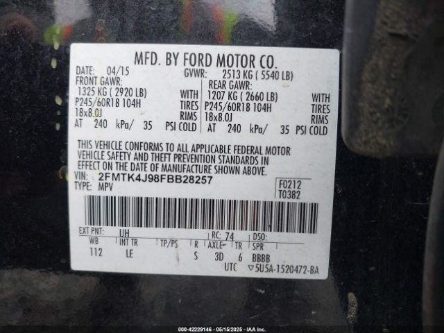 2015 FORD EDGE 2FMTK4J98FBB28257 Photo 8