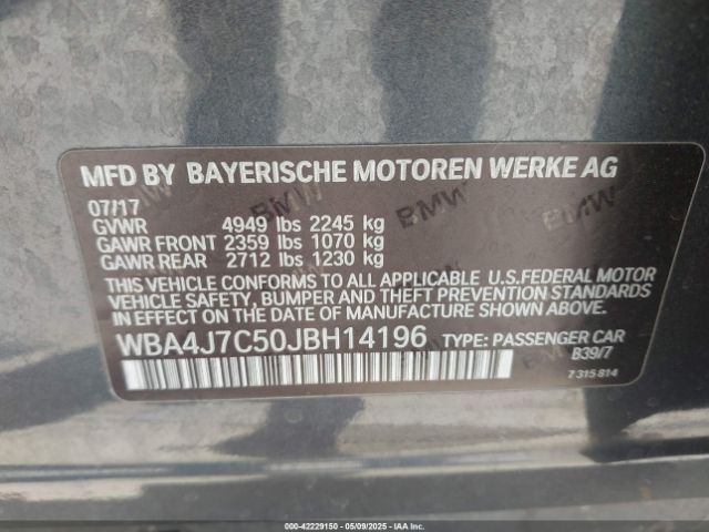 WBA4J7C50JBH14196 BMW 440i Gran Coupe Xdrive