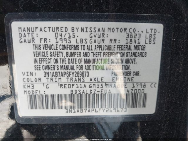3N1AB7AP6FY269673 Nissan SENTRA SV