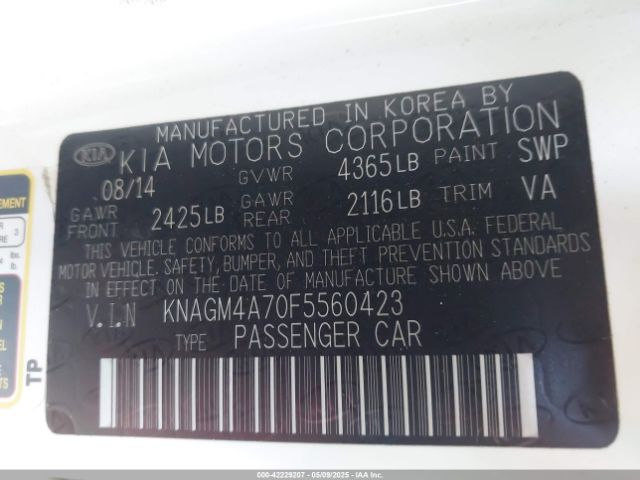 KNAGM4A70F5560423 KIA Optima Lx