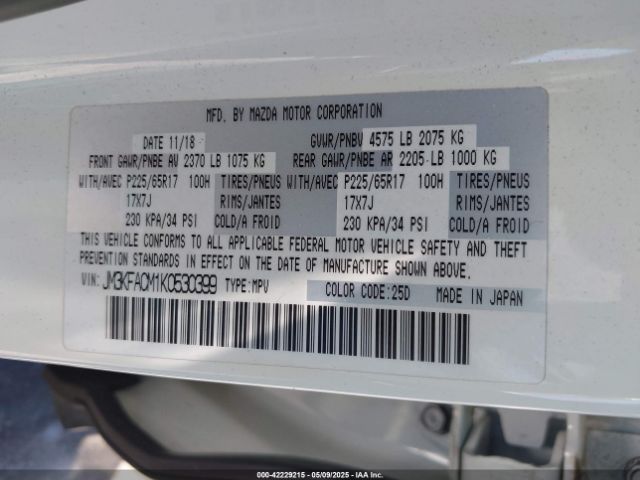 2019 MAZDA CX-5 JM3KFACM1K0530399 Photo 8