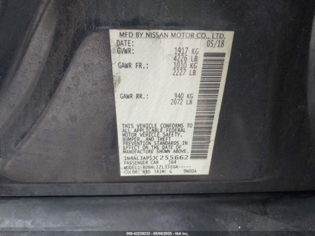 1N4AL3AP5JC255662 Nissan Altima 2.5 Sv