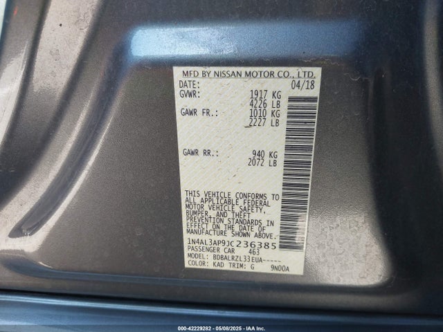 1N4AL3AP9JC236385 Nissan Altima 2.5 Sl