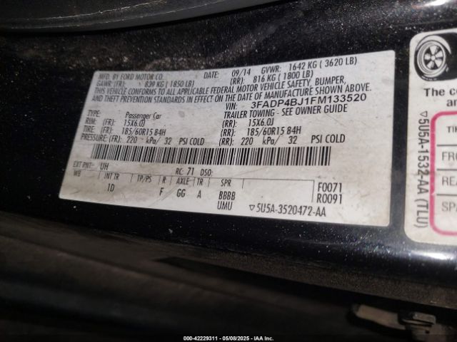 3FADP4BJ1FM133520 Ford FIESTA SE