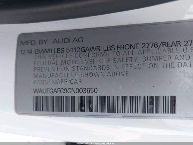 WAUFGAFC9GN003650 Audi A6 3.0t Premium Plus