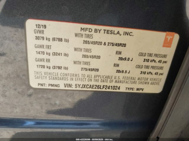 5YJXCAE26LF241024 Tesla MODEL X