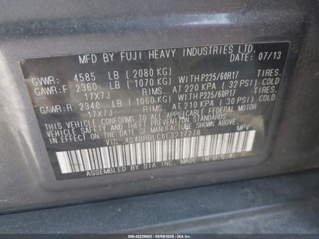 4S4BRBLC8E3217278 Subaru Outback 2.5i Limited