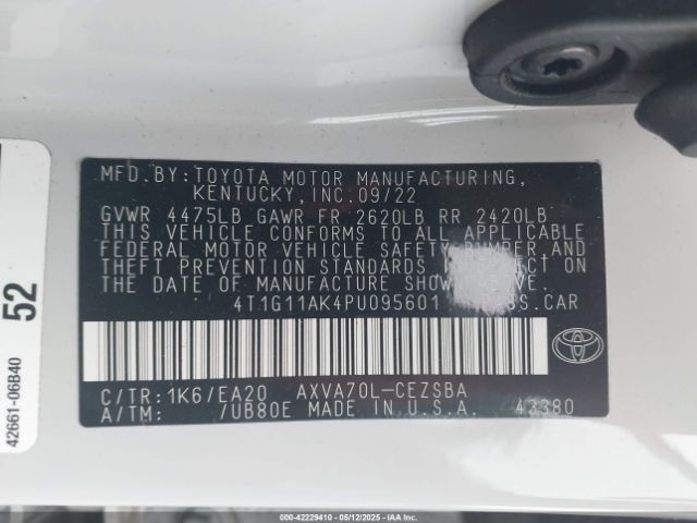 4T1G11AK4PU095601 Toyota CAMRY SE