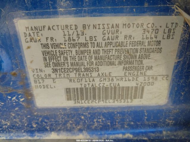 3N1CE2CP9EL395313 Nissan Versa Note S Plus