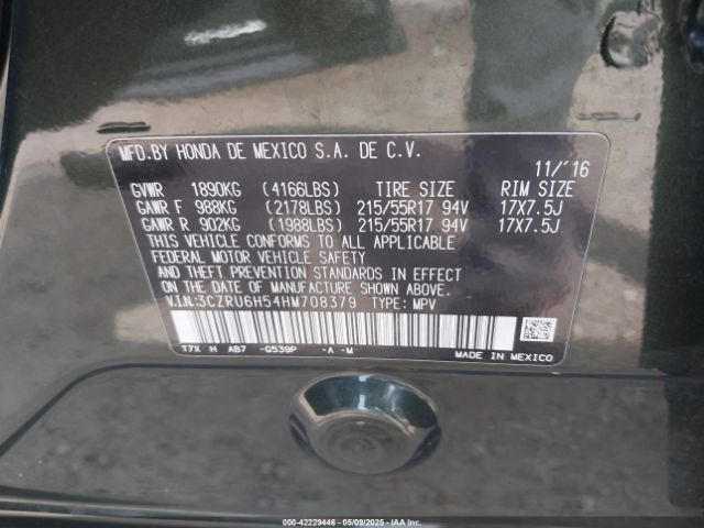3CZRU6H54HM708379 Honda HR-V EX