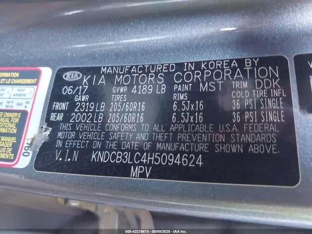 KNDCB3LC4H5094624 KIA NIRO LX