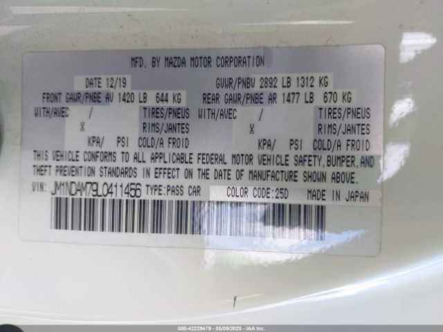 JM1NDAM79L0411456 Mazda Mx-5 Miata Rf Grand Touring