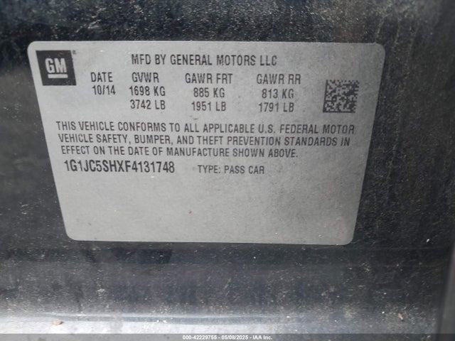 1G1JC5SHXF4131748 Chevrolet Sonic Lt Auto