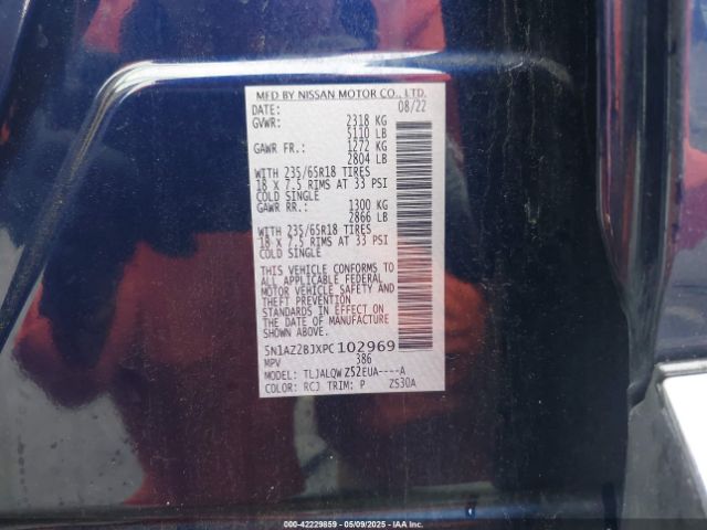 5N1AZ2BJXPC102969 Nissan Murano Sv Fwd