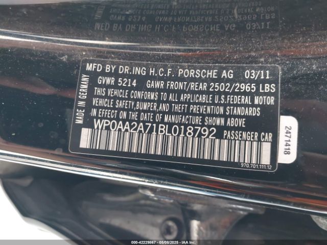 2011 PORSCHE PANAMERA WP0AA2A71BL018792 Photo 8