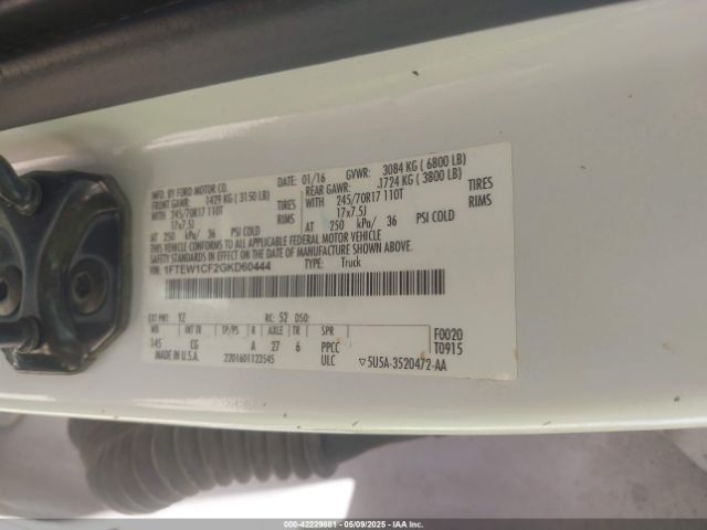1FTEW1CF2GKD60444 Ford F-150 Xl