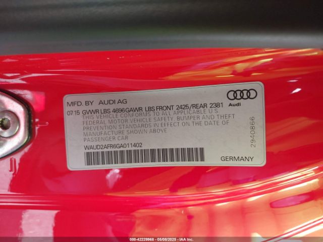 WAUD2AFR6GA011402 Audi A5 2.0t Premium