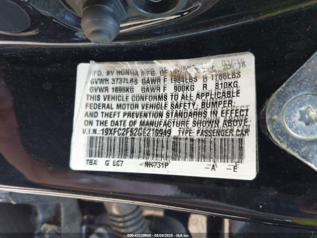 19XFC2F52GE216949 Honda Civic Lx