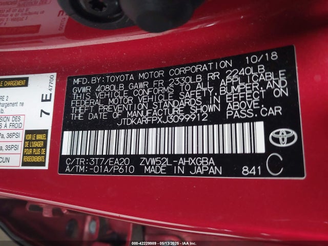 JTDKARFPXJ3099912 Toyota Prius Prime Premium