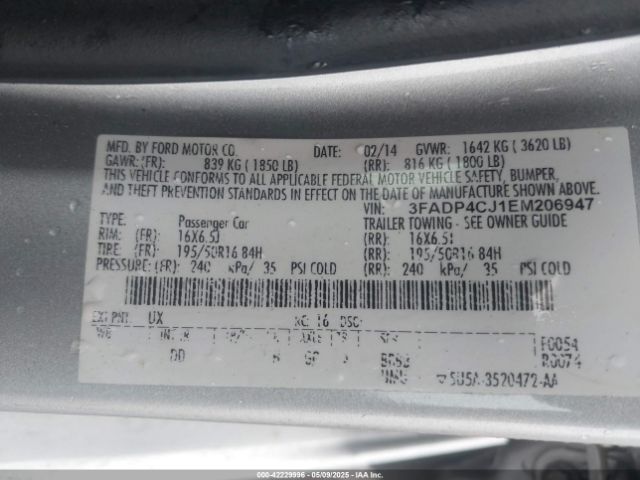 3FADP4CJ1EM206947 Ford Fiesta Titanium