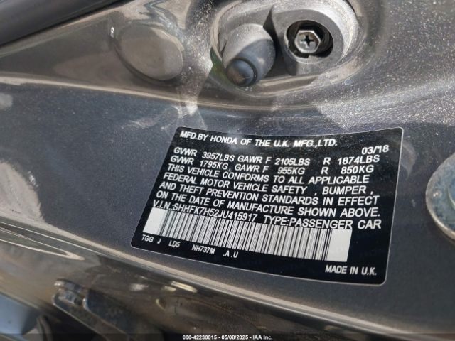 2018 HONDA CIVIC SHHFK7H52JU415917 Photo 8