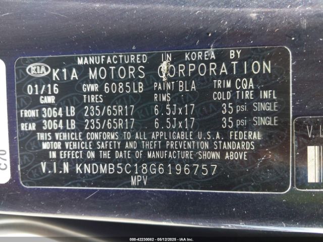 KNDMB5C18G6196757 KIA SEDONA LX