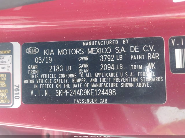 3KPF24AD9KE124498 KIA mpi nu