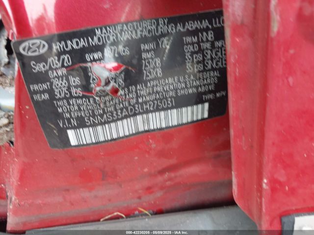 5NMS33AD3LH275031 Hyundai gdi theta ii