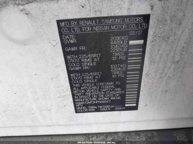 KNMAT2MT3HP568547 Nissan ROGUE SV