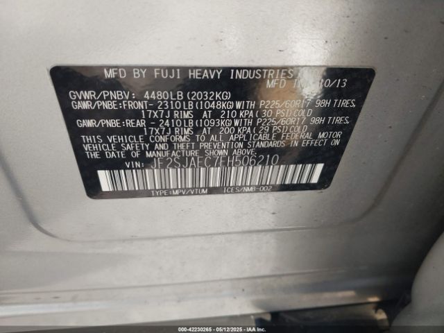 JF2SJAEC7EH506210 Subaru Forester 2.5i Premium
