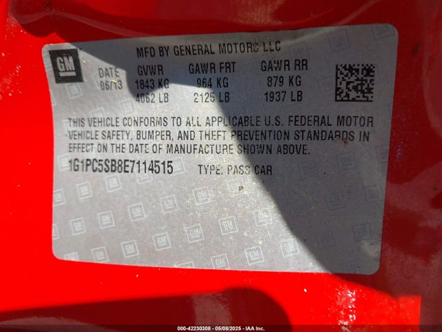 1G1PC5SB8E7114515 Chevrolet Cruze 1lt Auto