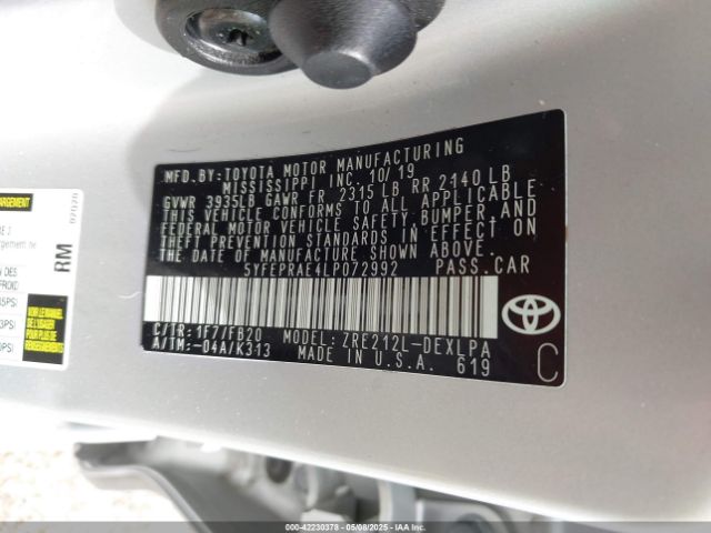 5YFEPRAE4LP072992 Toyota COROLLA LE