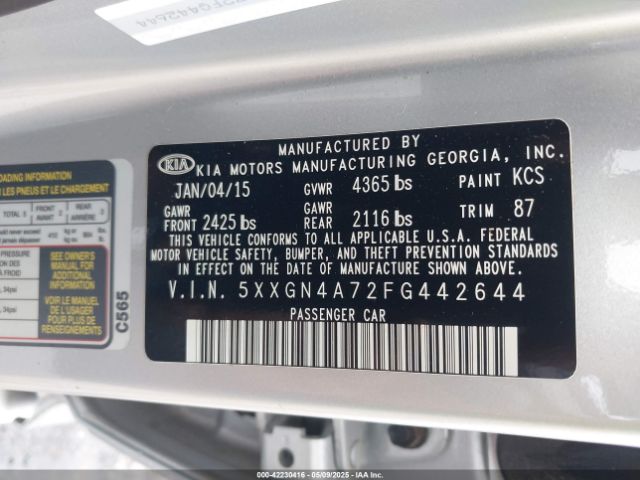 5XXGN4A72FG442644 KIA OPTIMA EX