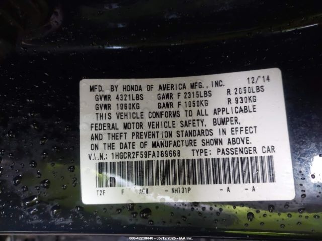 1HGCR2F59FA089668 Honda Accord Sport