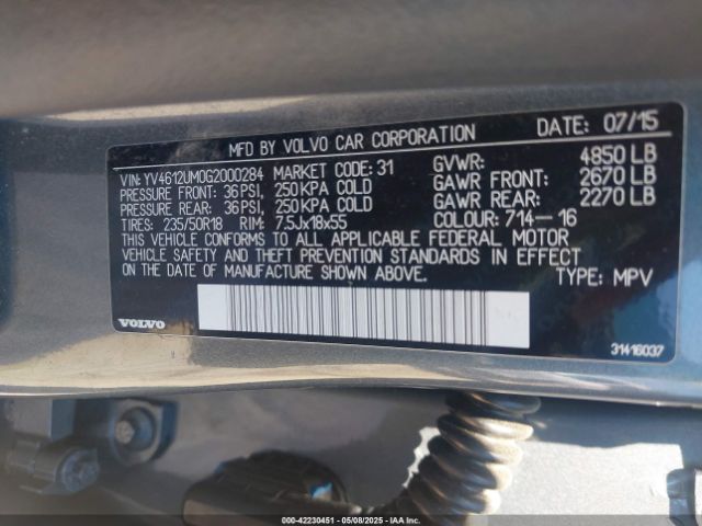 YV4612UM0G2000284 Volvo S60 Cross Country T5 Platinum