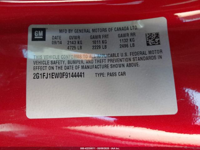 2G1FJ1EW0F9144441 Chevrolet ls3 - aluminum, ho