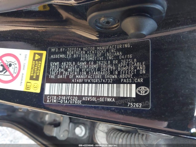 4T4BF1FK1GR574732 Toyota CAMRY LE