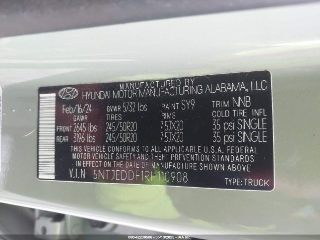 5NTJEDDF1RH110908 Hyundai Santa Cruz Limited
