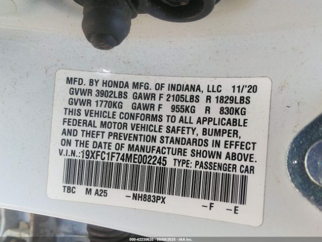 19XFC1F74ME002245 Honda Civic Ex-l