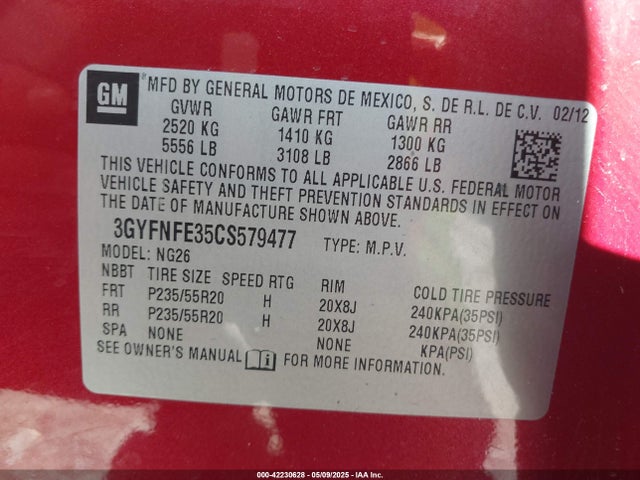 2012 CADILLAC SRX 3GYFNFE35CS579477 Photo 8