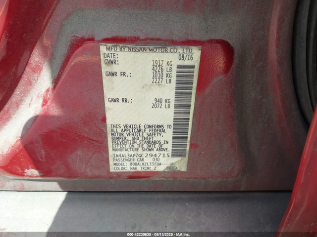 1N4AL3AP7GC294715 Nissan Altima 2.5 Sr