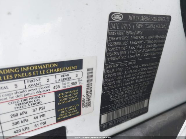 SALWR2KF1GA635111 Land Rover Range Rover Sport 3.0l V6 Turbocharged Diesel Hse Td6