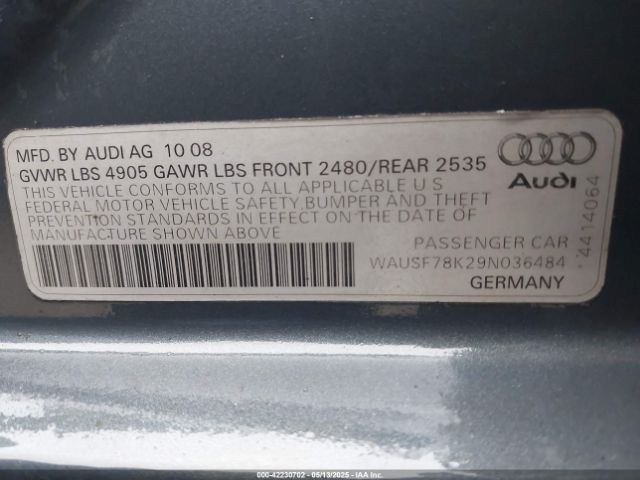 2009 AUDI A4 WAUSF78K29N036484 Photo 8