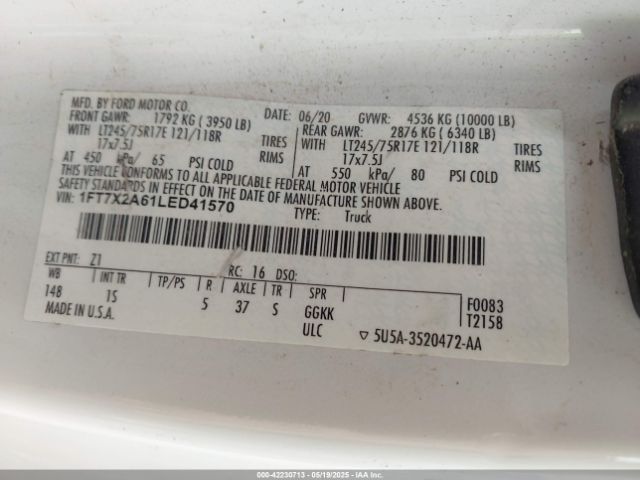 1FT7X2A61LED41570 Ford F-250 Xl