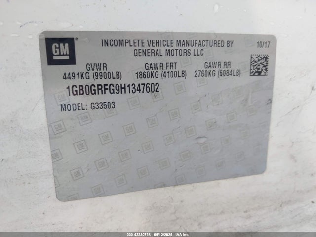 1GB0GRFG9H1347602 Chevrolet l96 - engine flexible fuel, iron